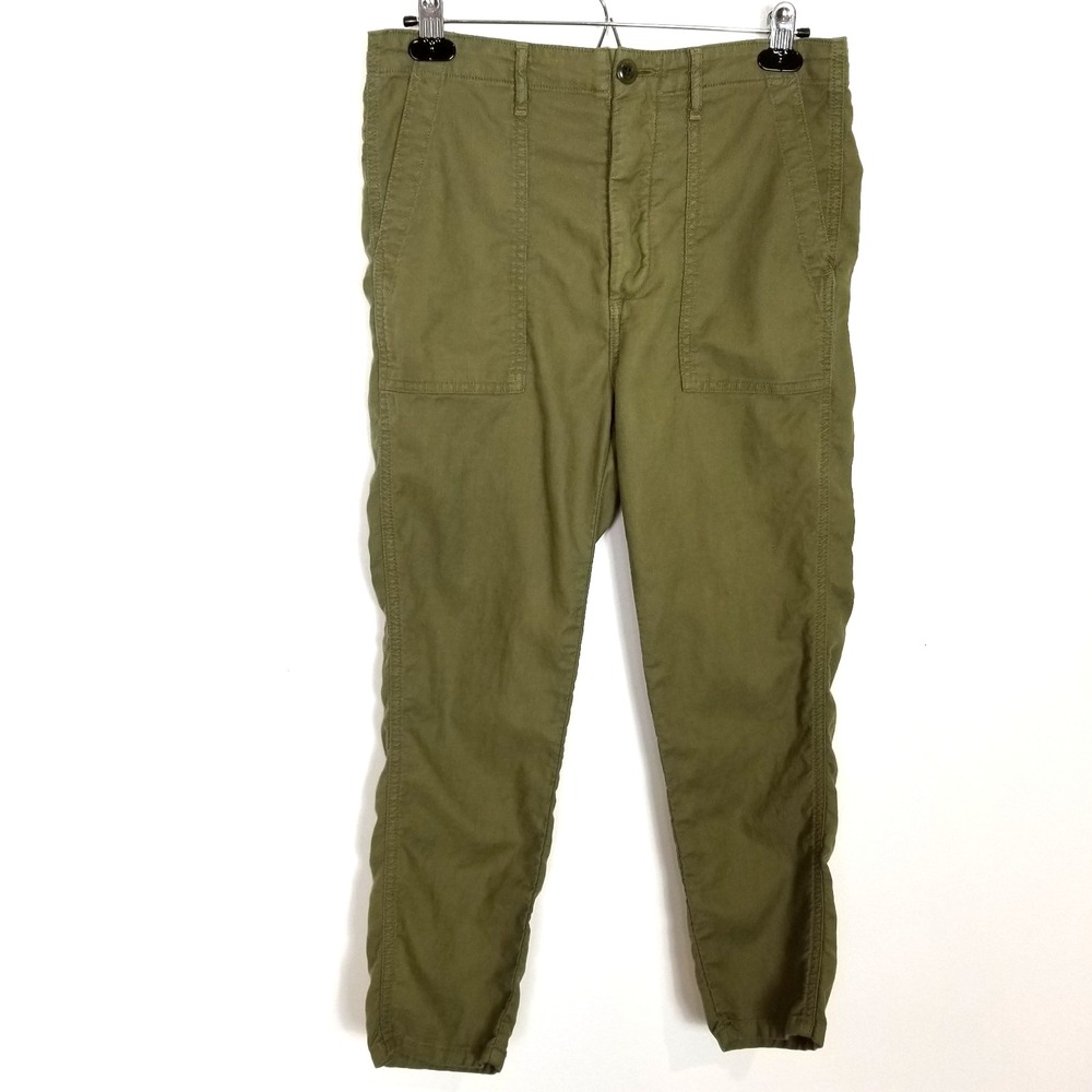 THE GREAT. Women's Green Chino Pants Size 26 Crop Button‎ Fly Mid-Rise